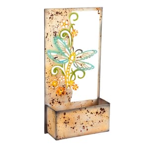 Painted Dragonfly Laser Cut Metal Plant Stand