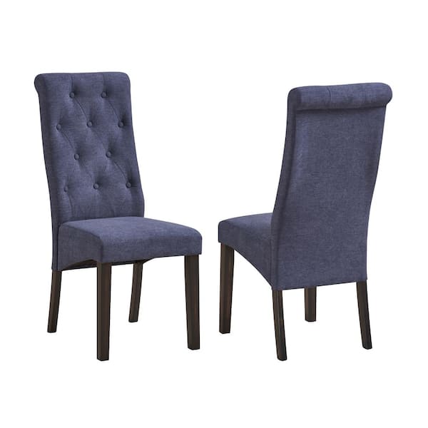 Signature Home SignatureHome Lemont Blue/Black Finish Solid Wood Parsons Dining Chair Set of 2. Dimension (25Lx18Wx41H)