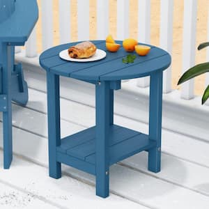 17-5/8 in. H Navy Round Plastic Outdoor Patio Side Table