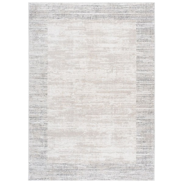 Northport 9 ft. x 12 ft. Ivory/Gray Distressed Border Area Rug
