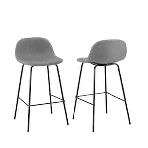 Riley 33.5 in. Gray Low Back Metal Frame Counter Height Bar Stool (Set of 2)