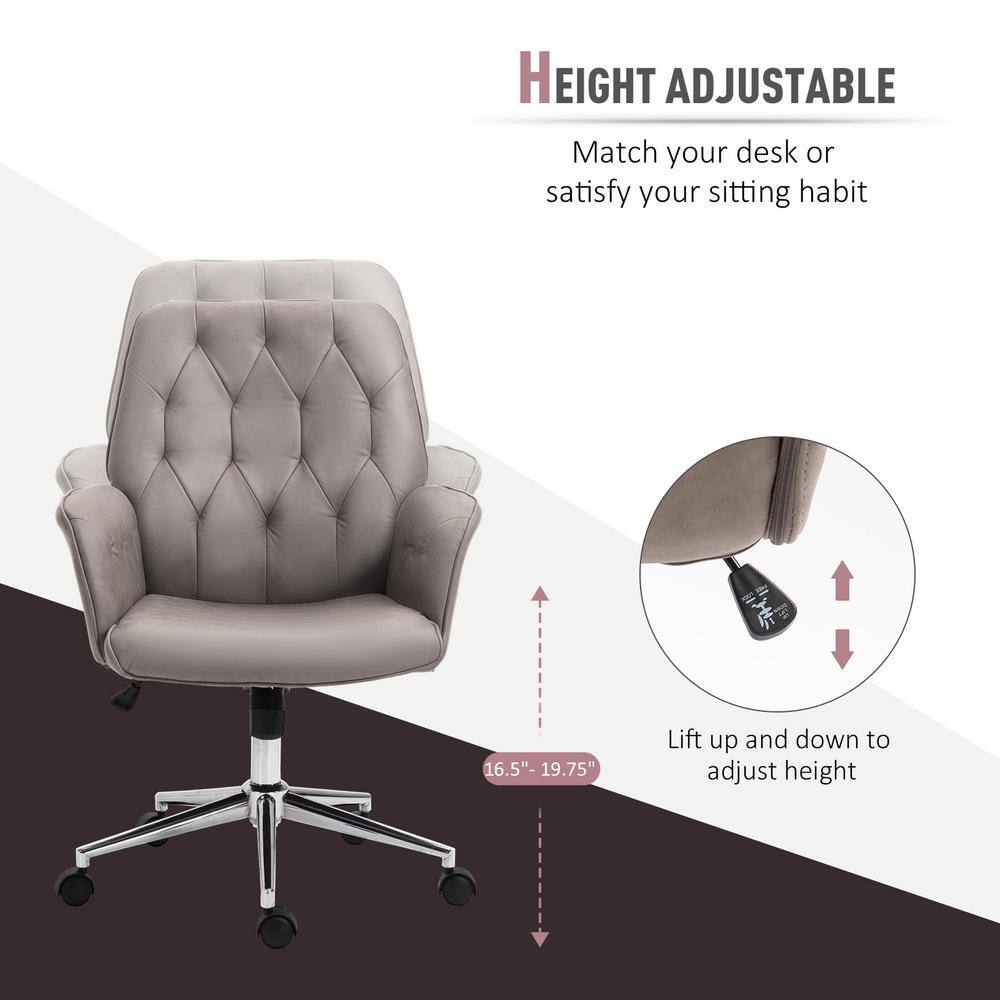Light Grey Leather Swivel Task Chair with Chrome Base