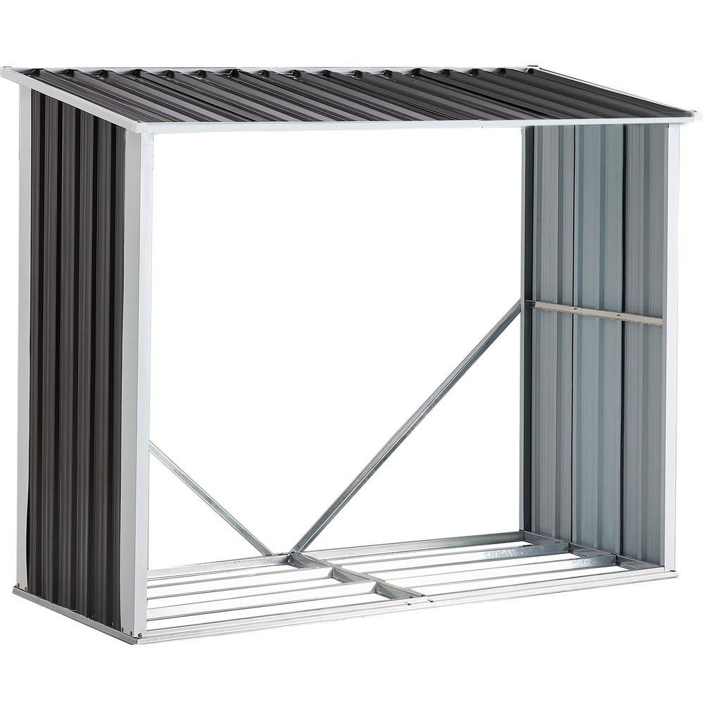 Ami 70.9 in. W Anthracite Galvanized Steel Firewood Rack With Matal Roof For Backyard Garden Patio Porch price history on PriceWatchPro
