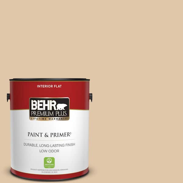 BEHR PREMIUM PLUS 1 gal. #S260-2 Pumpkin Seed Flat Low Odor Interior Paint & Primer