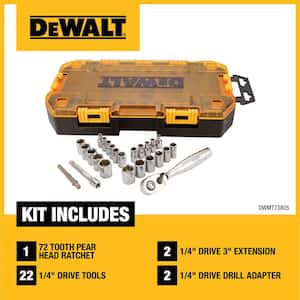 1/4 in. Drive SAE and Metric Ratchet and Socket Set (25-Piece)