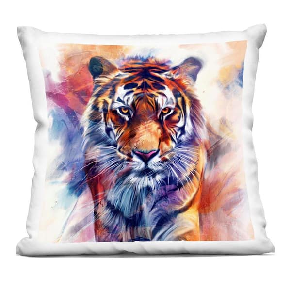 Fierce Vibrant Tiger Orange Abstract Polyester 18 in. x 18 in. Throw Pillow