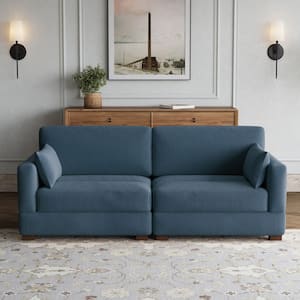 Uixe 84.5 in. Modern Square Arm Corduroy Fabric Upholstered