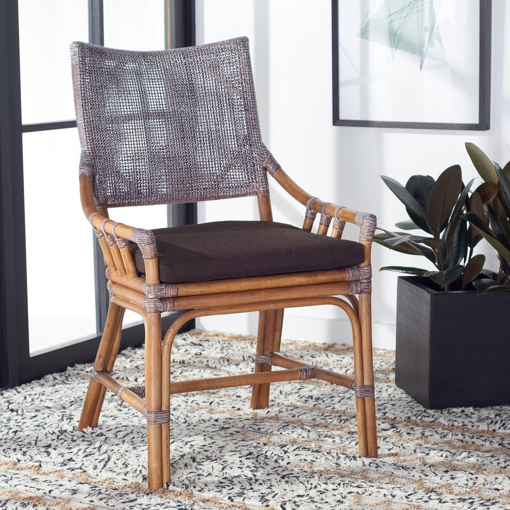 Donatella Brown White Wash Arm Chair with Dark Brown Cushion price history on PriceWatchPro