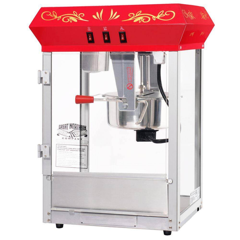 Vintage Red Stainless Steel Countertop Popcorn Machine