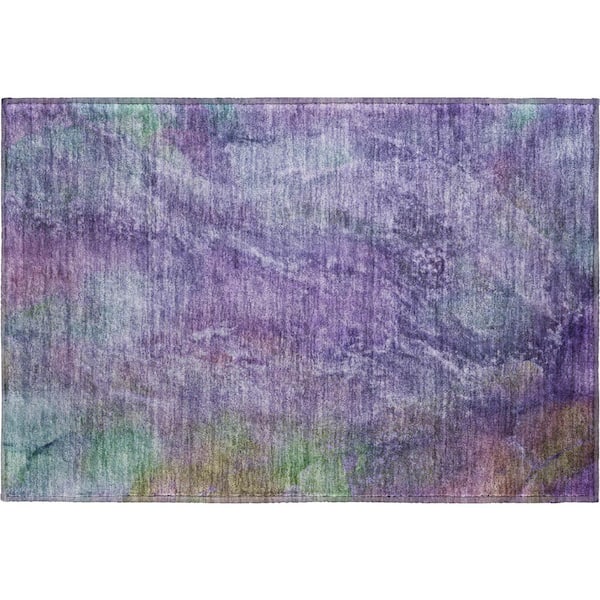 Mayfield Premium Machine Washable Abstract AMF2308 Purple 2 ft. x 3 ft. Accent Rug