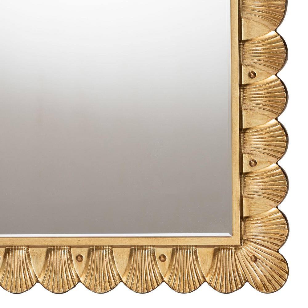Vadim Antique Gold Seashell Border Rectangular Wood Mirror