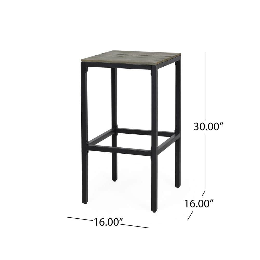 Gray and Black Iron Outdoor Bar Stools, 30" Set of 2