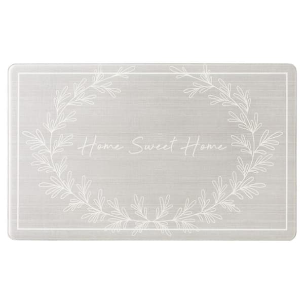 Bloomfield Home Sweet Home Leaf Frame 18 in. x 30 in. Grey Indoor Comfort Kitchen Mat