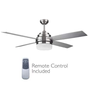 Cali 52 in. Indoor 4-Blade Brushed Nickel Contemporary LED Ceiling Fan with Light Kit and Remote Control