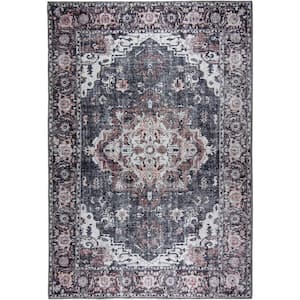 L'Baiet Scarlett Grey Distressed Washable 2 ft. x 3 ft. Scatter Rug