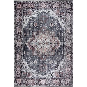 Scarlett Grey Distressed Washable 5 ft. x 7 ft. Area Rug