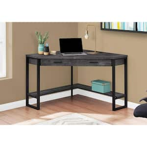 42 in. Corner Black Metal 1-Drawer Computer Desks