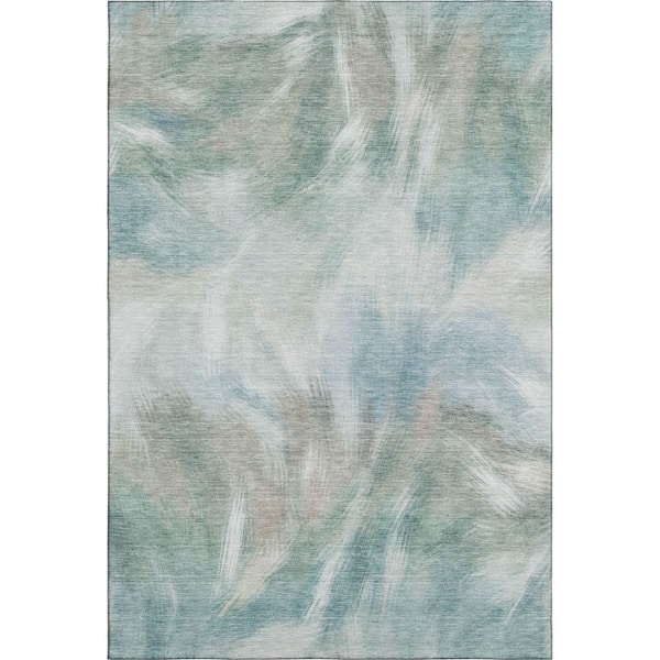 Mayfield Premium Machine Washable Abstract AMF2096 Sky 10 ft. x 14 ft. Area Rug