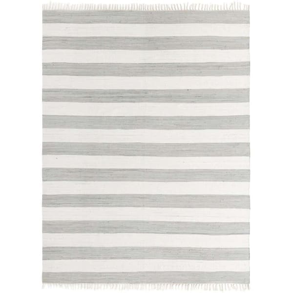 Unique Loom Chindi Rag Striped Gray 10' 0 x 13' 1 Area Rug