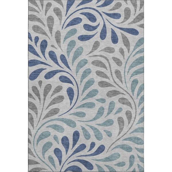 Mayfield Premium Machine Washable Abstract AMF2411 Silver 8 ft. x 10 ft. Area Rug