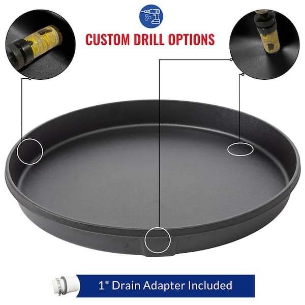 24 in. Plastic Water Heater Pans with PVC Drain Connection (Case of 20) 24 in. Plastic Water Heater Pans with PVC Drain Connection (Case of 20)