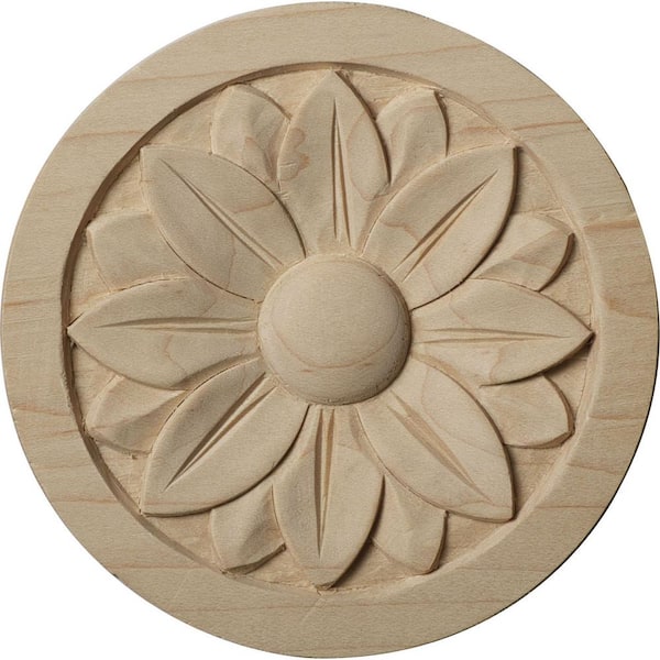 Ekena Millwork 5/8 in. x 4-1/4 in. x 4-1/4 in. Unfinished Wood Cherry Bedford Rosette