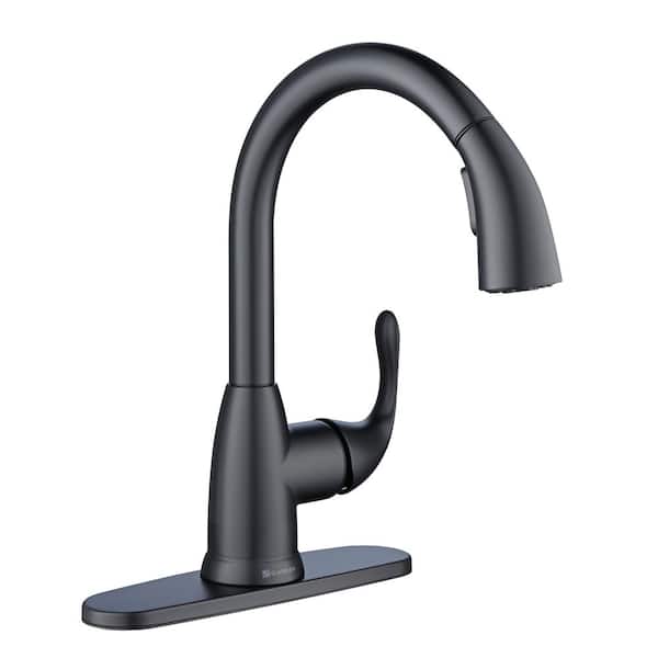 Dylan single-handle pull-down sprayer kitchen faucet, 14.44 in. faucet height, matte black finish