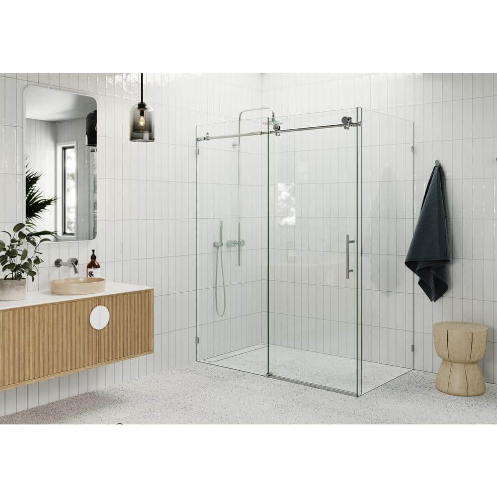Nova 78" High Frameless Sliding Glass Shower Enclosure in Polished Chrome