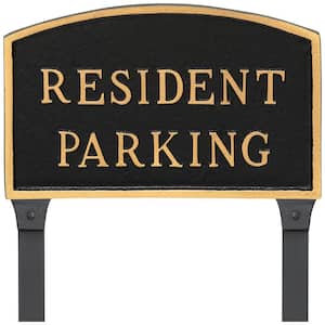 10 in. x 15 in. Standard Arch Resident Parking Statement Plaque Sign with 23 in. Lawn Stakes - Black/Gold