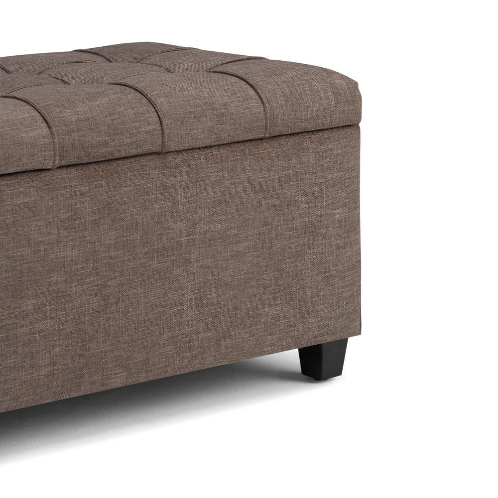 Fawn Brown Tufted Rectangular Storage Ottoman Bench