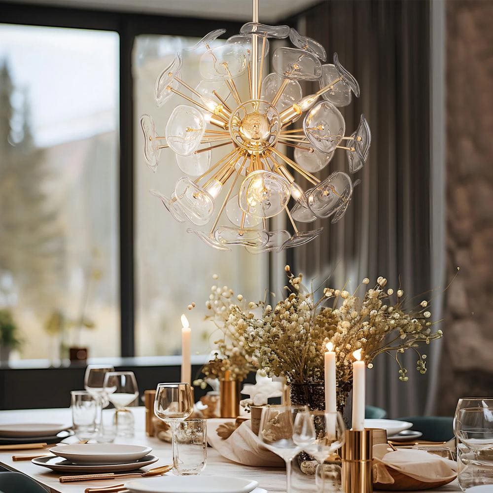 Donelson 40-Watt 8-Lights Gold Globe Sputnik Starburst Pendant Light with Glass Sheet price history on PriceWatchPro
