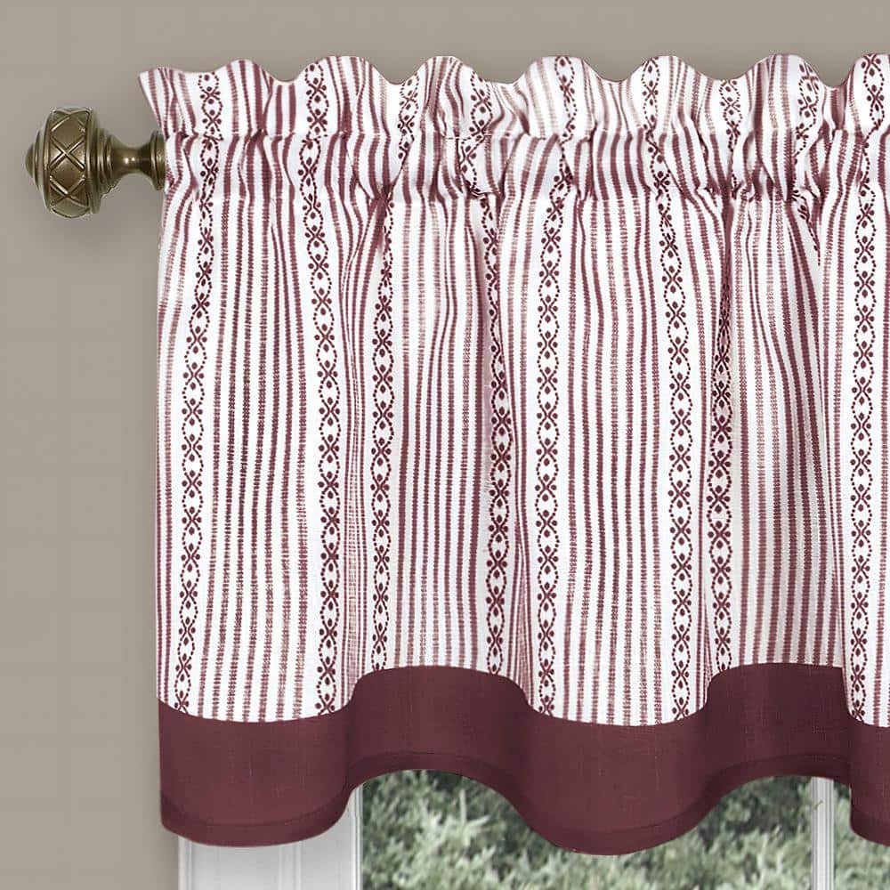 Burgundy Scalloped Edge Polyester Rod Pocket Valance