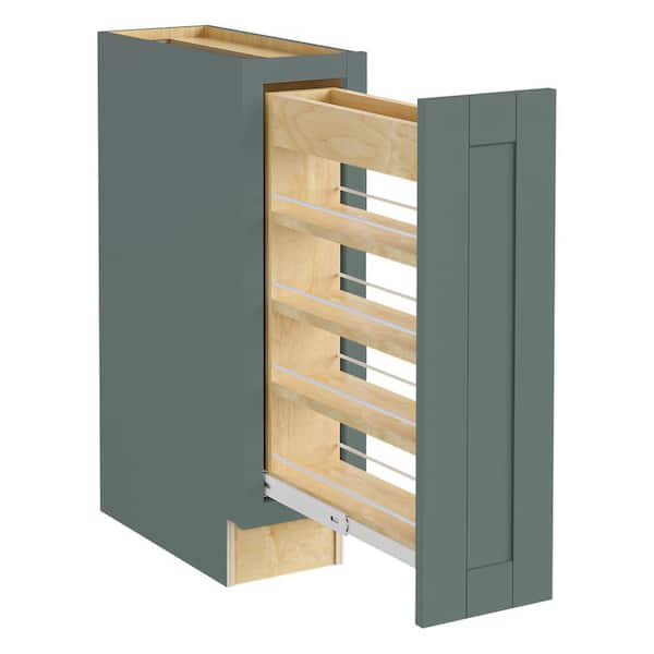 Washington 9 in. W x 24 in. D x 34.5 in. H Assembled Plywood Pull Out Pantry Kitchen Cabinet in Verdant Green