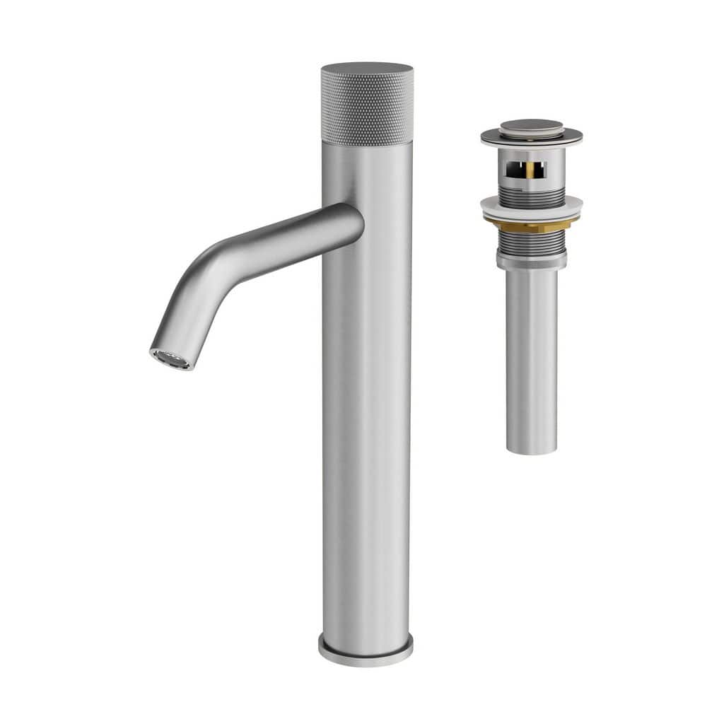 Single Handle Vessel Sink Faucet with Knurled Knob and Pop-Up Drain in Chrome(1-Pack) price history on PriceWatchPro