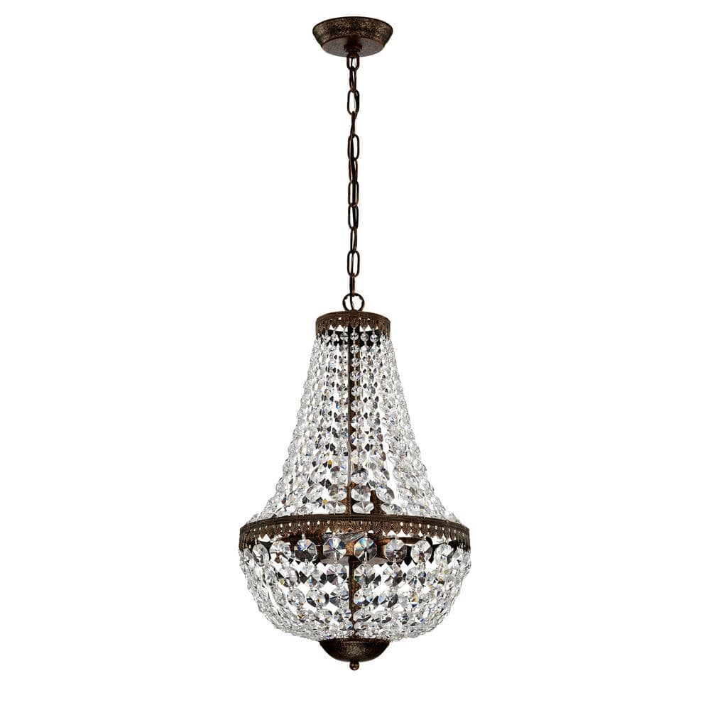 Antique Bronze Crystal Empire Chandelier with 6 Lights