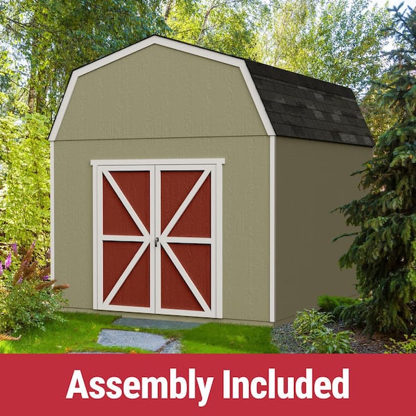 Pro Assembled Braymore 10 ft. W x 12 ft. All Weather Wood Storage Shed with Floor - Autumn Brown Shingles (120 sq. ft.)