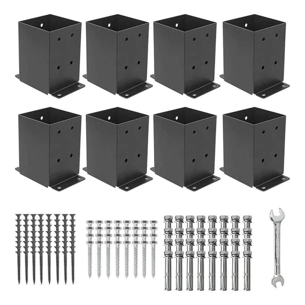 Steel Black Heavy Duty 4 x 4 Post Base Brackets with Powder Coating and Partition Design (8-Pack) price history on PriceWatchPro