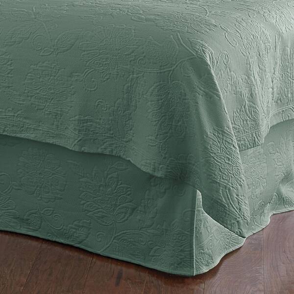 The Company Store Putnam Matelasse 14 in. Thyme Cotton Full Bed Skirt