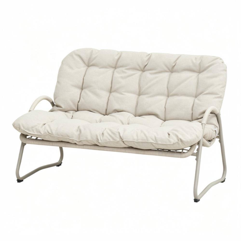 Premium Outdoor PE Rattan Double Chair with Sturdy Metal Frame, Weather-Resistant & Comfortable Loveseat for Patio price history on PriceWatchPro