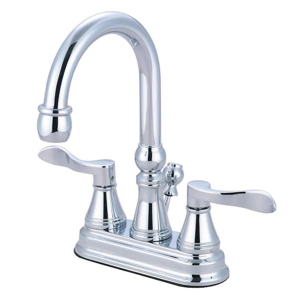 Kingston Brass Avignon 4 in. Centerset 2-Handle High-Arc Bathroom Faucet in Chrome