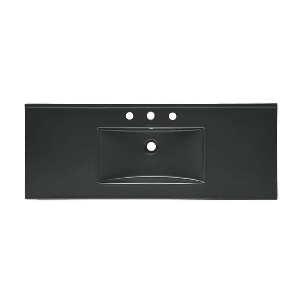 Matte Black Ceramic Vanity Sink Top with Three Faucet Holes