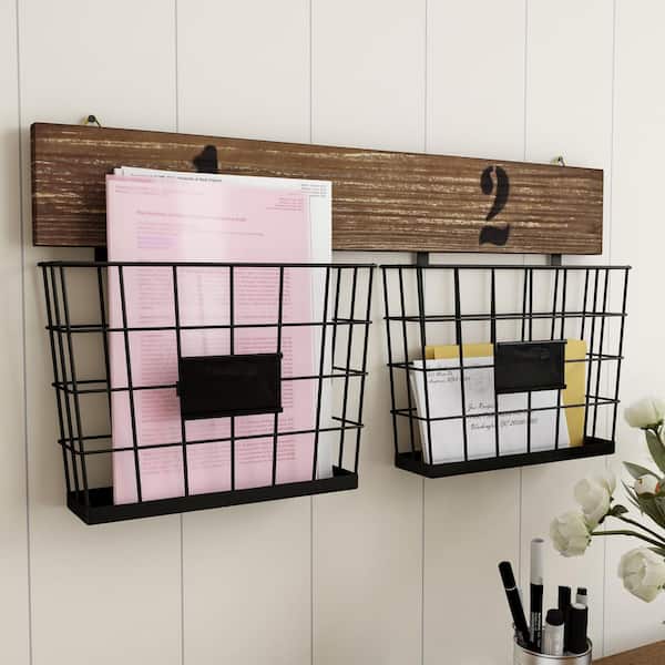 Nesting Storage Baskets, Wall Mounted or Tabletop Black Metal Wire