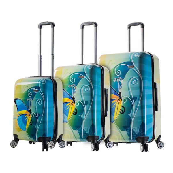 Mia Viaggi Designer Art 3-Piece Butterfly Hardside Spinner Luggage Set