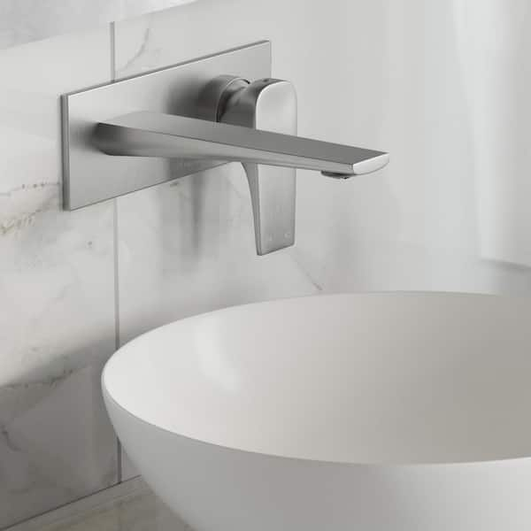 Monaco Single-Handle Wall Mount Bathroom Faucet in Brushed Nickel