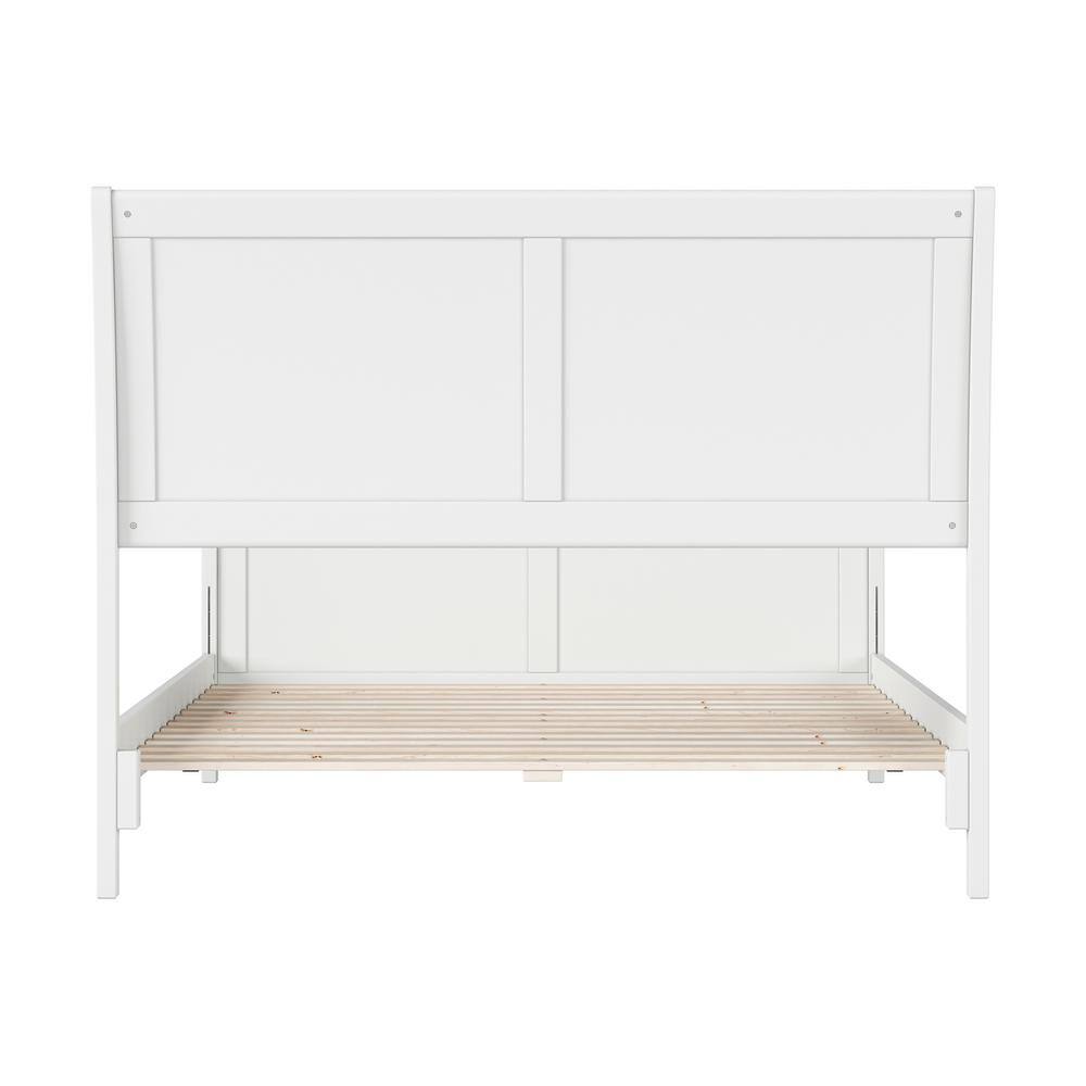 Portland White Solid Wood Full Platform Bed with Headboard