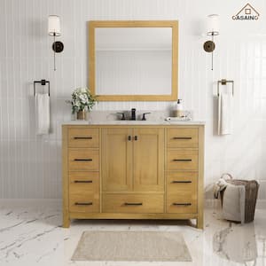 48 in. W. x 22 in. D x 35.4 in. H Single Sink Bath Vanity in Almond Toffee with White Marble Top and Basin