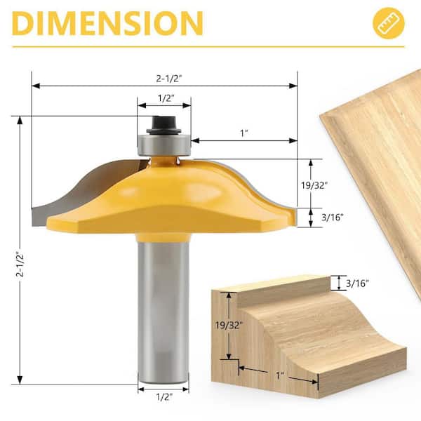 TAIWAIN Groove Tongue Cutter Router Bit Set – 1/4\" Shank Raised Panel & Back-Cutter For Cabinet Doors, Woodworking CNC (YG6 Carbide, 3-Piece)