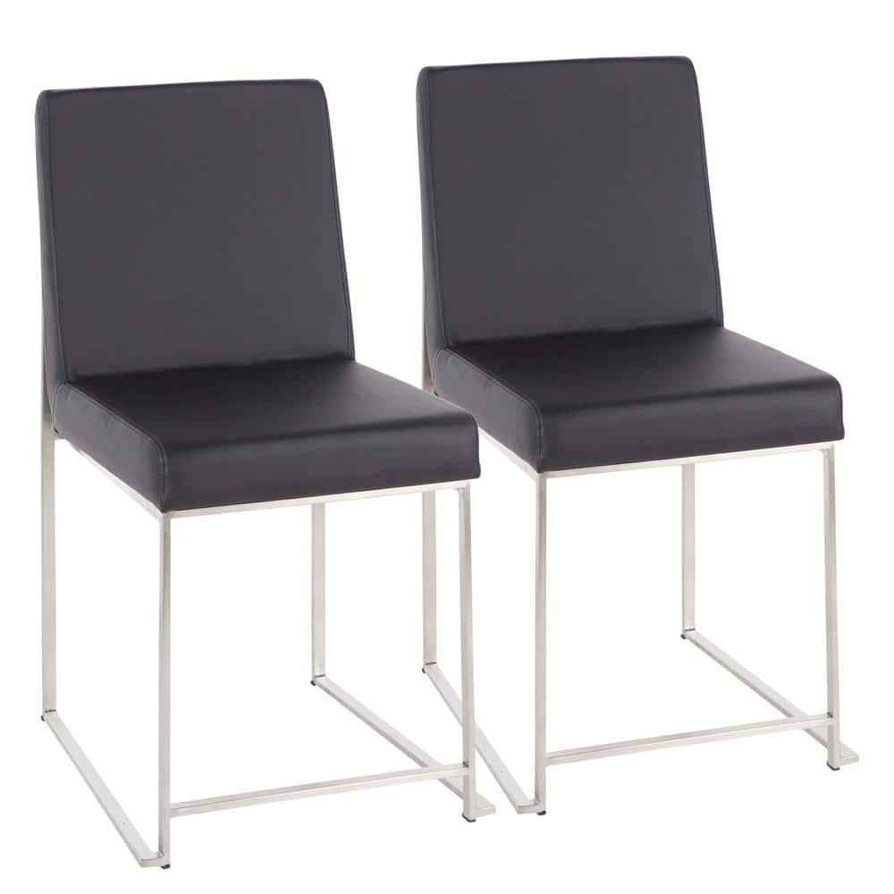 Fuji Contemporary High Back Faux Leather Dining Chair in Black
