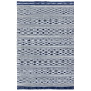 Lenna 3 ft. x 8 ft. Navy/Cream Striped Handmade Indoor/Outdoor Runner Area Rug