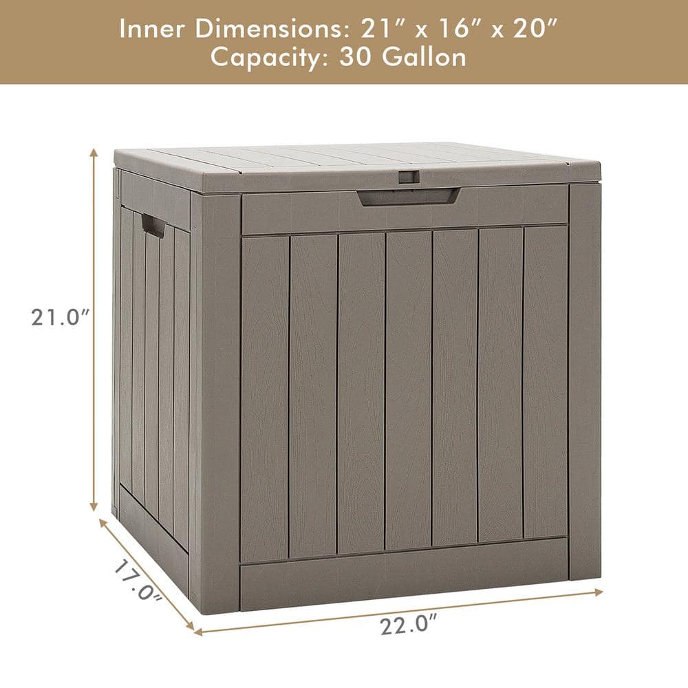 Light Brown Lockable Plastic Deck Box with Handles
